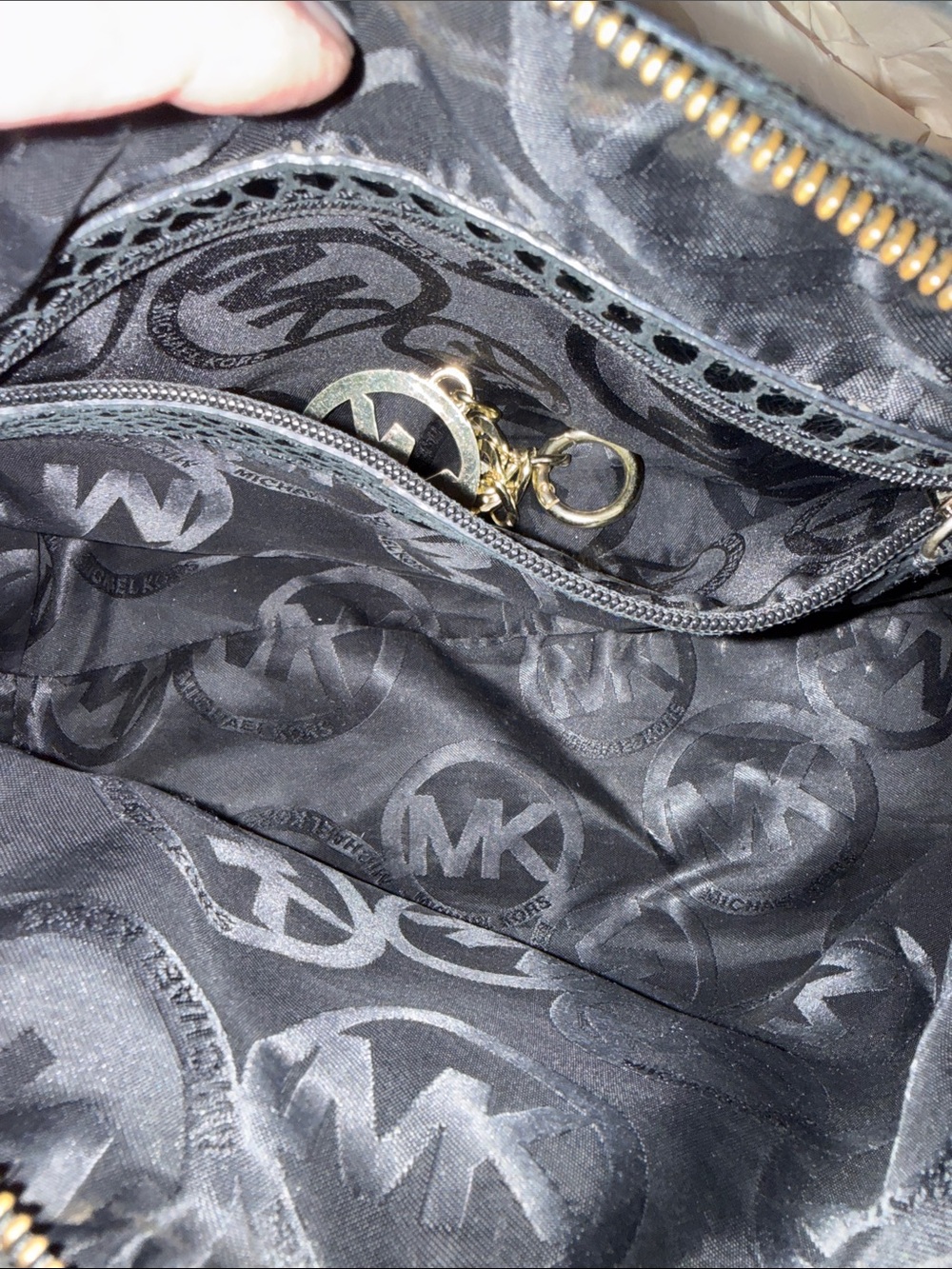 Michael Kors Black Snake-Embossed Shoulder Bag - Picture 8 of 11